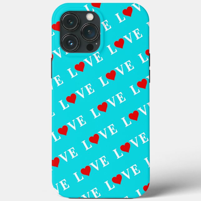 Aqua Blue LOVE Case-Mate iPhone Case (Back)