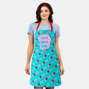 Aqua Blue LOVE Modern Chic Apron