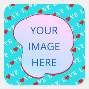 Aqua Blue LOVE Modern Chic Square Sticker