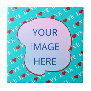 Aqua Blue LOVE Modern Chic Tile