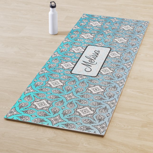 Aqua Blue Mandala Personalised Yoga Mat (In Situ)