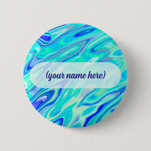 Aqua Blue Marble Texture Abstract Liquid Pattern 6 Cm Round Badge
