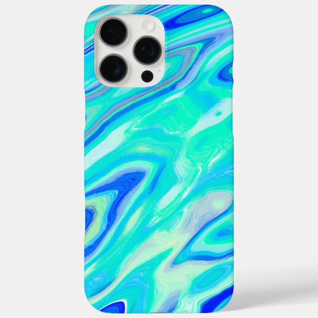 Aqua Blue Marble Texture Abstract Liquid Pattern Case-Mate iPhone Case (Back)