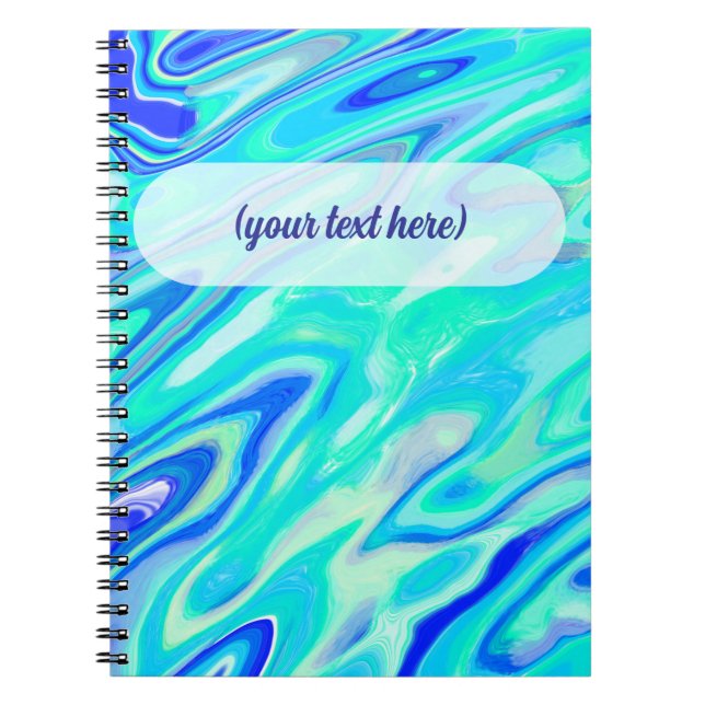 Aqua Blue Marble Texture Abstract Liquid Pattern Notebook (Front)