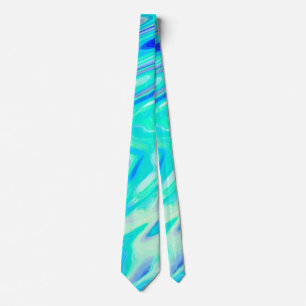 Aqua Blue Marble Texture Abstract Liquid Pattern Tie