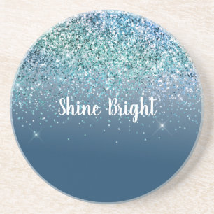 Aqua Blue Mint Glitter Sparkle Coaster