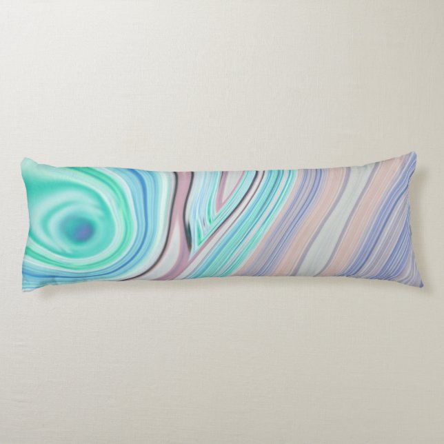 aqua blue mint green lilac purple pastel rainbow body cushion (Back)