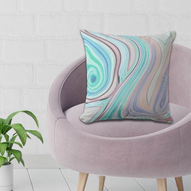 aqua blue mint green lilac purple pastel rainbow cushion (aqua blue mint green lilac purple pastel rainbow throw pillow)