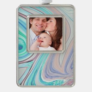 aqua blue mint green lilac purple pastel rainbow silver plated framed ornament