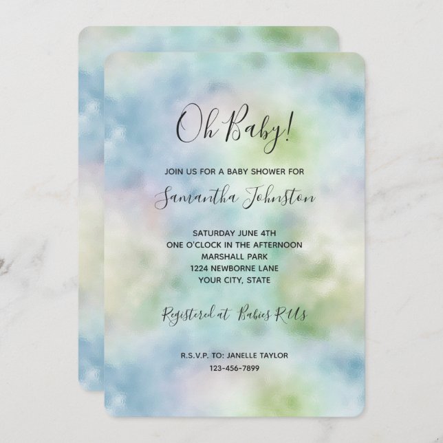 Aqua Blue Mint   Invitation (Front/Back)