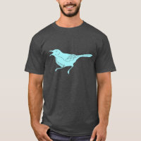 Aqua Blue Mockingbird State Bird Retro Graphic