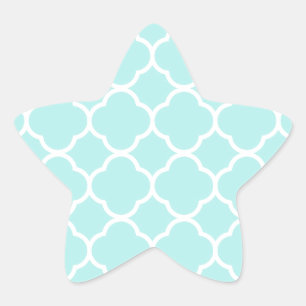 Aqua Blue Moroccan Pattern Star Sticker