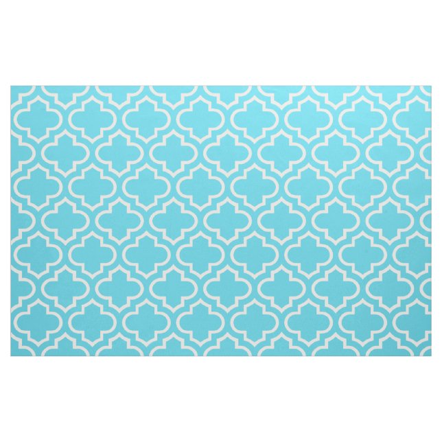Aqua Blue Moroccan Trellis Pattern Fabric 02 (Yard)