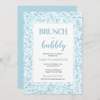 Aqua Blue Mosaic Brunch & Bubbly Invitation