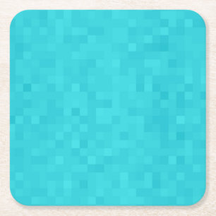 Aqua Blue Mosaic Tile Pattern, Square Paper Coaster