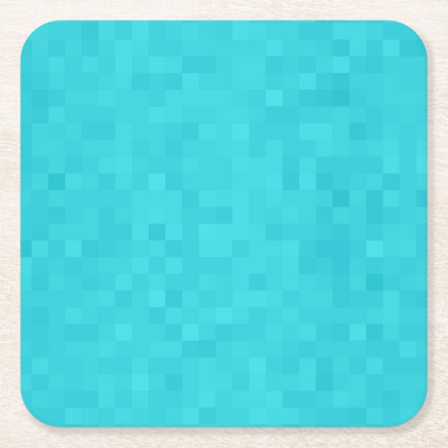 Aqua Blue Mosaic Tile Pattern, Square Paper Coaster (Front)