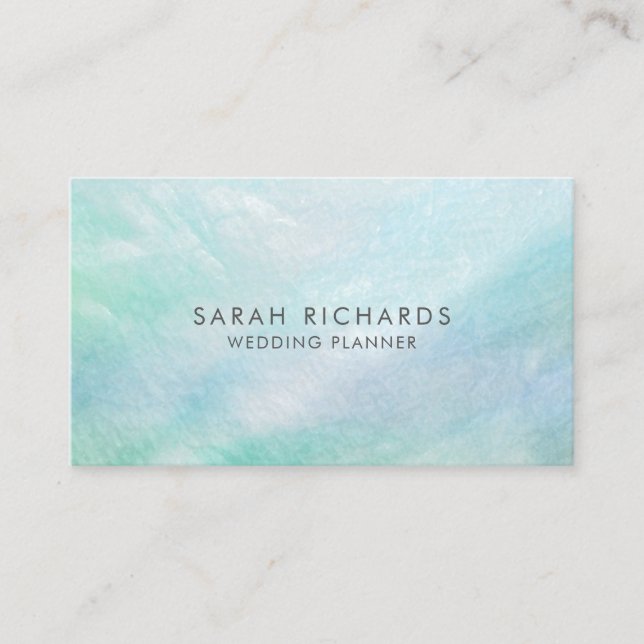 Aqua Blue Mother of Pearl Pretty Business Card (Front)