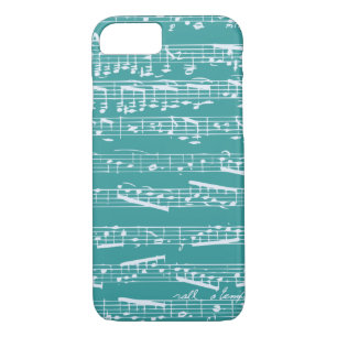 Aqua Blue music notes Case-Mate iPhone Case