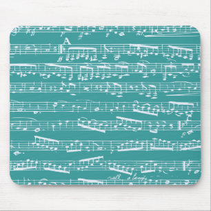 Aqua Blue music notes Mouse Pad