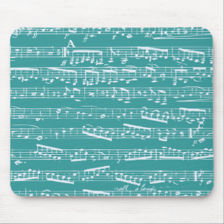 Aqua Blue music notes Mouse Pad
