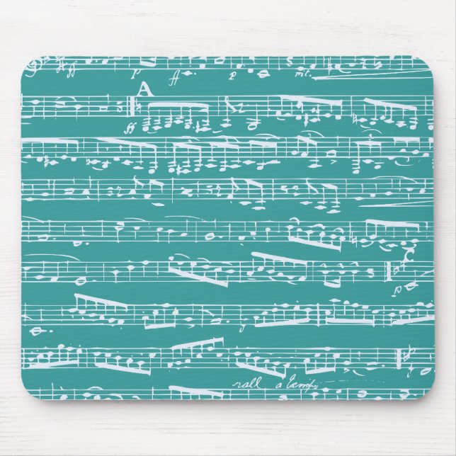 Aqua Blue music notes Mouse Pad (Front)