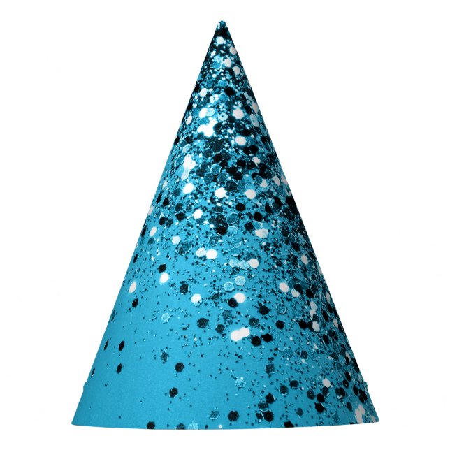 Aqua Blue OCEAN Glitter #1 Party Hat (Front)