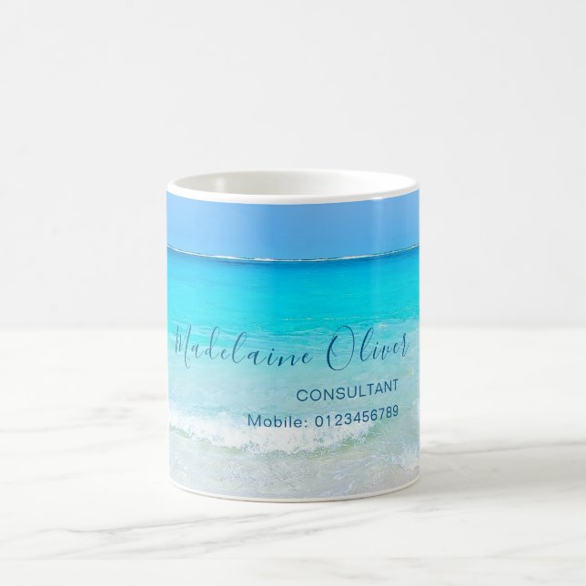 Aqua Blue Ocean Sea Sky Custom Coffee Mug (Center)