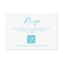 Aqua Blue Ocean Waves QR code Beach Wedding RSVP 