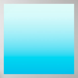 Aqua blue ombre background poster