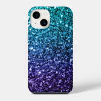 Aqua blue Ombre faux glitter sparkles