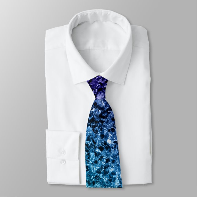 Aqua blue Ombre faux glitter sparkles Tie (Tied)