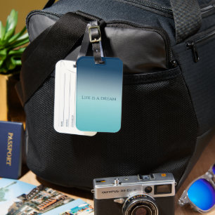 Aqua Blue Ombre Luggage Tag