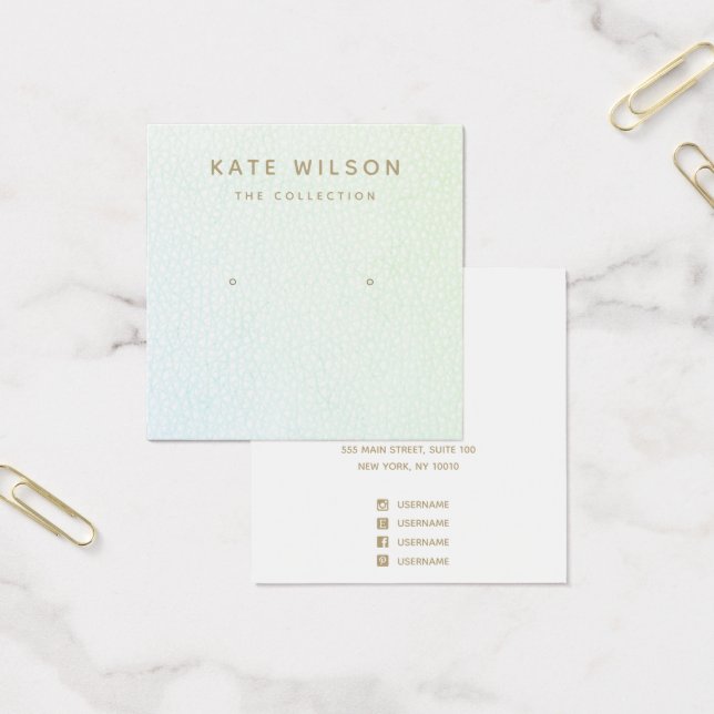 Aqua Blue Ombre Stud Earring Display Card (Office)