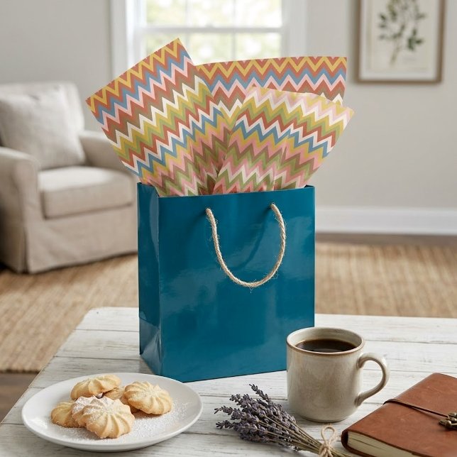 Aqua Blue Orange Pink Red Lime Green Zigzag Art Tissue Paper (Creator Uploaded)