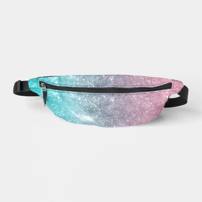 Aqua blue Pink ombre sea galaxy abstract Bum Bags (Front)