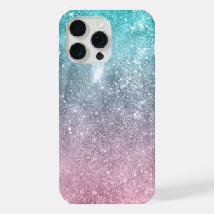 Aqua blue Pink ombre sea galaxy abstract Monogram iPhone 15 Pro Max Case