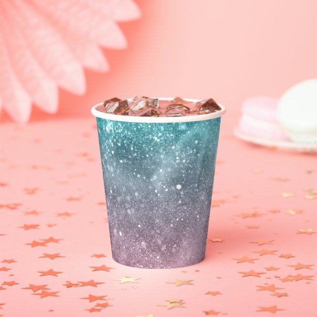 Aqua blue Pink ombre sea galaxy abstract Paper Cups (Insitu)