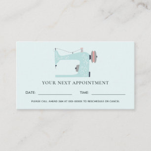 AQUA BLUE PINK SEWING MACHINE TAILOR APPOINTMENT BUSINESS CARD