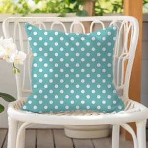 Aqua Blue Polka Dot Cushion