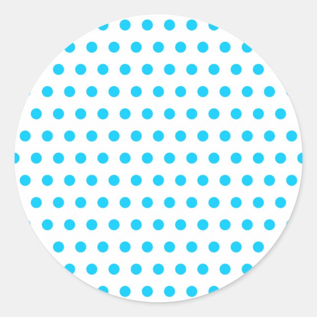 Aqua Blue Polka Dots Classic Round Sticker (Front)