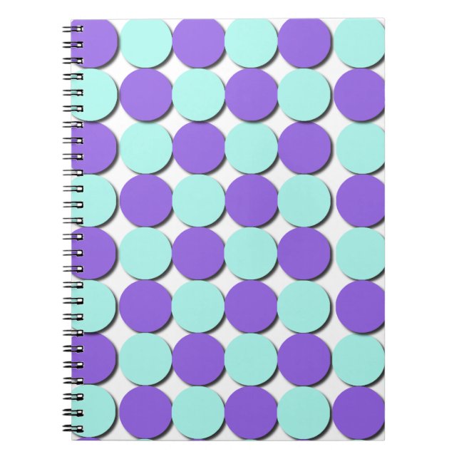 Aqua & Blue Polka Dots Spiral Notebook (Front)