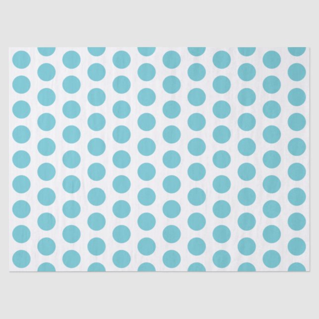 Aqua Blue Polka Dots Tissue Paper (Front)