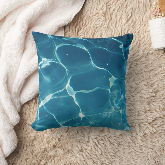 Aqua Blue Pool Water Pattern Cushion (Blanket)