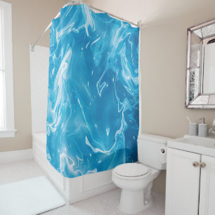 Aqua Blue Pool Water Pattern Shower Curtain