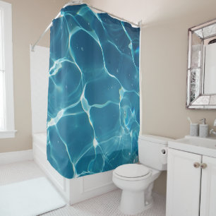 Aqua Blue Pool Water Pattern Shower Curtain
