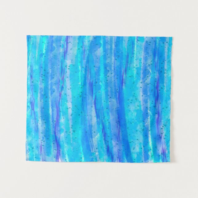 Aqua Blue, Purple and Teal Abstract Digital Art  Tapestry (Front (Horizontal))