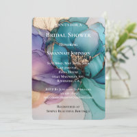 Aqua Blue Purple Gold Floral Bridal Shower