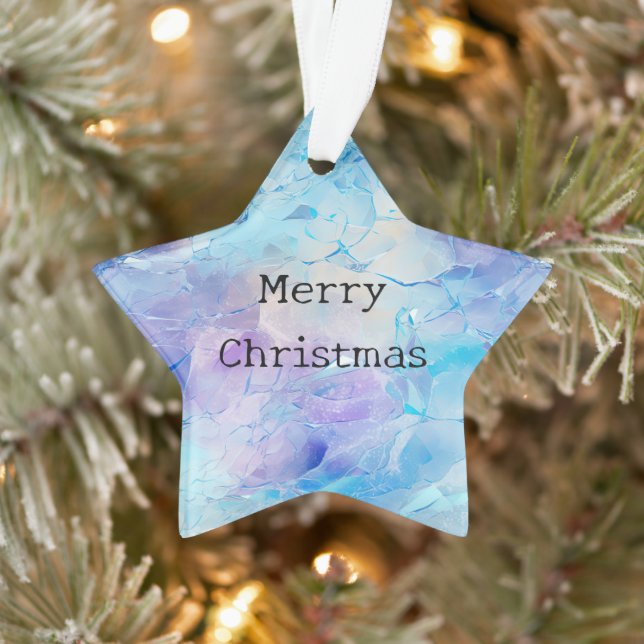 Aqua Blue Purple Ice Snow Christmas Ornament (Tree)