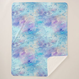 Aqua Blue Purple Ice Snow Christmas Sherpa Blanket