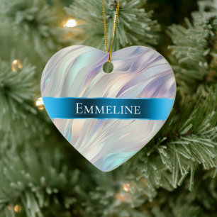 Aqua Blue Purple Pearl White Christmas Ceramic Tree Decoration